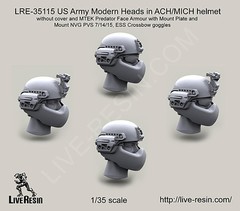 Live Resin 1/35 LRE-35115 US Army Modern Heads in ACH/MICH Helmet (1)