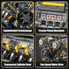 V8 Engine Model Kit – 905 PCS USB Rechargeable STEM Educational Toy for Ages 14+