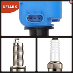 A-Premium Ignition Coil (Blue) with 3-Pins and Iridium Spark Plugs Compatible