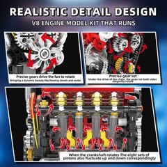 STEM V8 Engine Model Kit with USB Motor – Perfect for Ages 8+ & Collectors