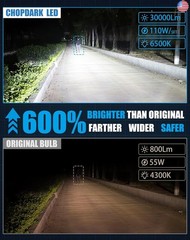 D2H LED Bulbs 110W 30000Lm Super Bright 12V 6500K Cool White Built-in Fan and