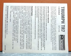 1/24 MONOGRAM TRIUMPH TR7 # 2105 (INSTRUCTIONS ONLY)