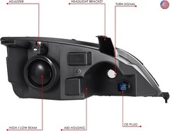 DNA MOTORING Left OE Style Headlight Compatible with 2005-2007 Focus Excludes