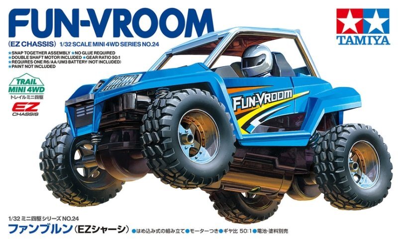 Tamiya 19024 1/32 Scale Trail Mini 4WD Model Car Kit EZ Chassis Jr Fun-Vroom