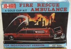 JO-HAN ’66 Cadillac Fire Rescue Ambulance 1/25 open box complete molded in white