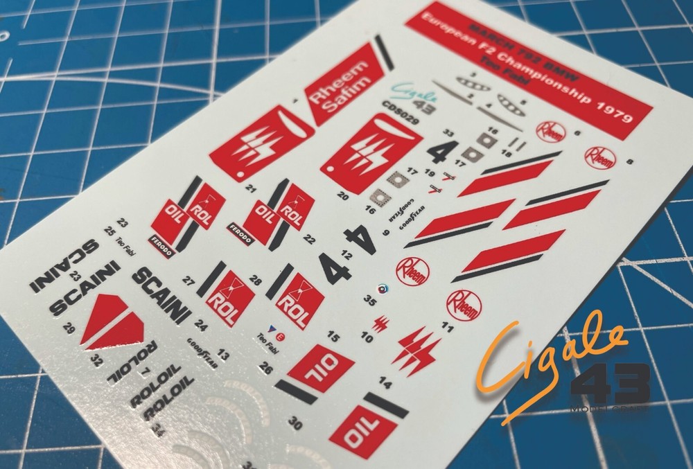 NEW Decals March 792 BMW F2 1979 1/43rd scale for Tameo Kits by Cigale43 CDS029