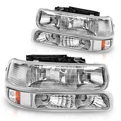 Headlight Assembly Compatible with Chrome Housing Amber Reflector Clear Lens