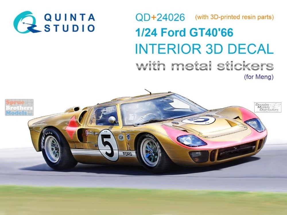 1/24 Quinta 3D Interior Decals + Resin #24026R Ford GT40 1966 MENG