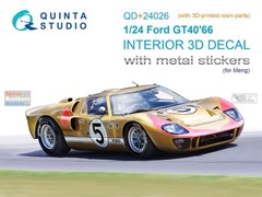 1/24 Quinta 3D Interior Decals + Resin #24026R Ford GT40 1966 MENG