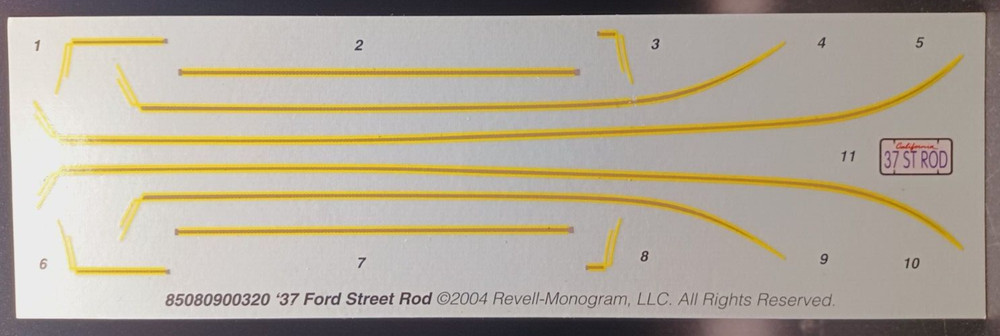 Revell | No. 85-0809 | 1:24 ’37 Ford Sedan Motorworks Decals