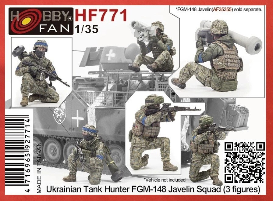 Hobby Fan HF771 1/35 Ukranian Tank Hunter FGM-148 Javelin Squad – 3 Figures Set