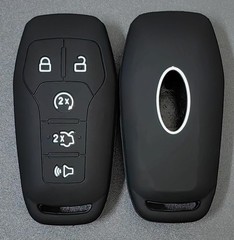 Silicone Rubber Key Fob Cover Compatible with 2013-2018 Ford Edge Black Grey