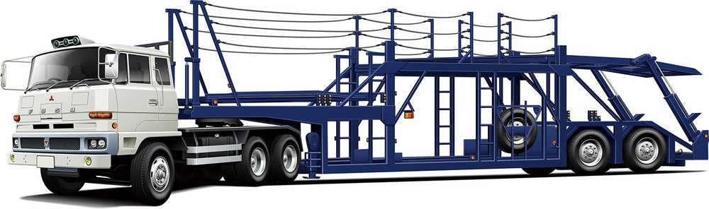 Fujimi 24TR1 Mitsubishi Fuso FV HighCab Tractor&Transporter 24TR-1 Gray Modelkit