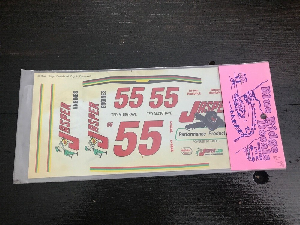 BLUE RIDGE 1/24 – 1/25 SCALE #55 ‘TED MUSGRAVE/JASPER ENGINES’ MODEL CAR DECALS