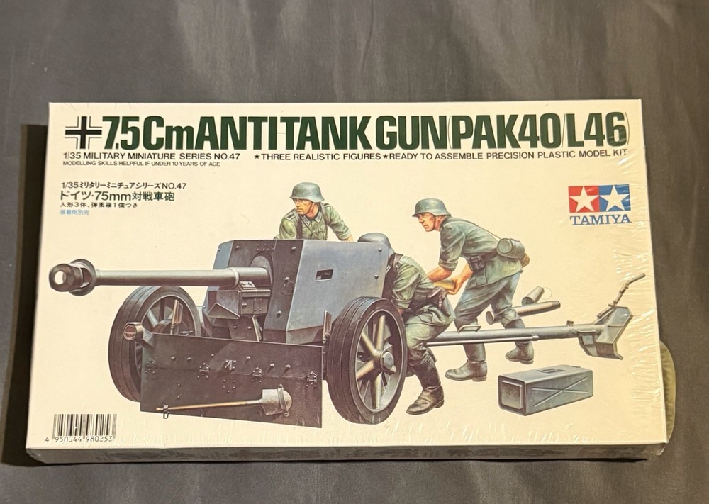 Tamiya 7.5cm ANTI-TANK GUN PAK40/L46 1:35 SEALED #35047