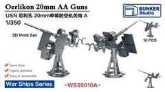 Bunker Studio 1/350 USN Oerlikon 20mm AA guns 3D print sets (10 pcs) WS35010