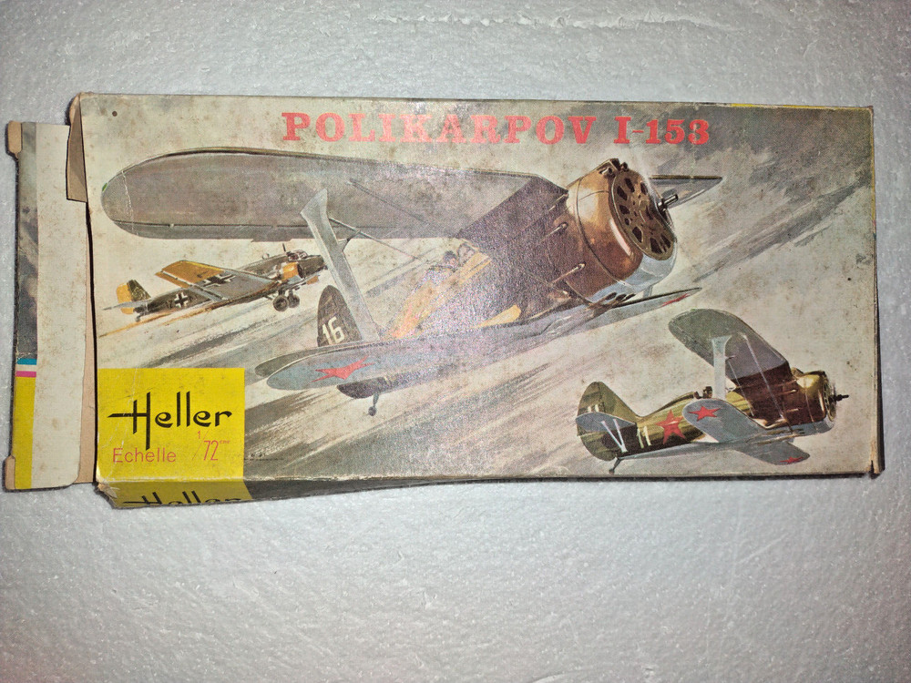 Vintage Heller 1/72 WWII Russian Soviet Fighter Biplane Polikarpov I-153