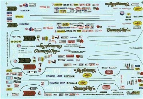 Slixx 1936 Grumpys Toy 1971-83 Camaro P/S 1/24 Drag decal