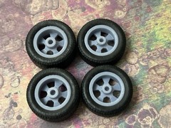 1/24 Scale: 17-inch “1980’s Camaro” model car wheels W/ Wide Rear Tires . Resin
