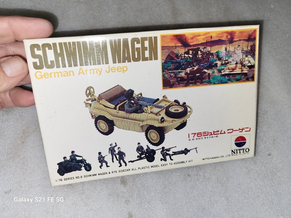 Nitto German Army Jeep Schwimmwagen Model Kit 1/76 #448-250