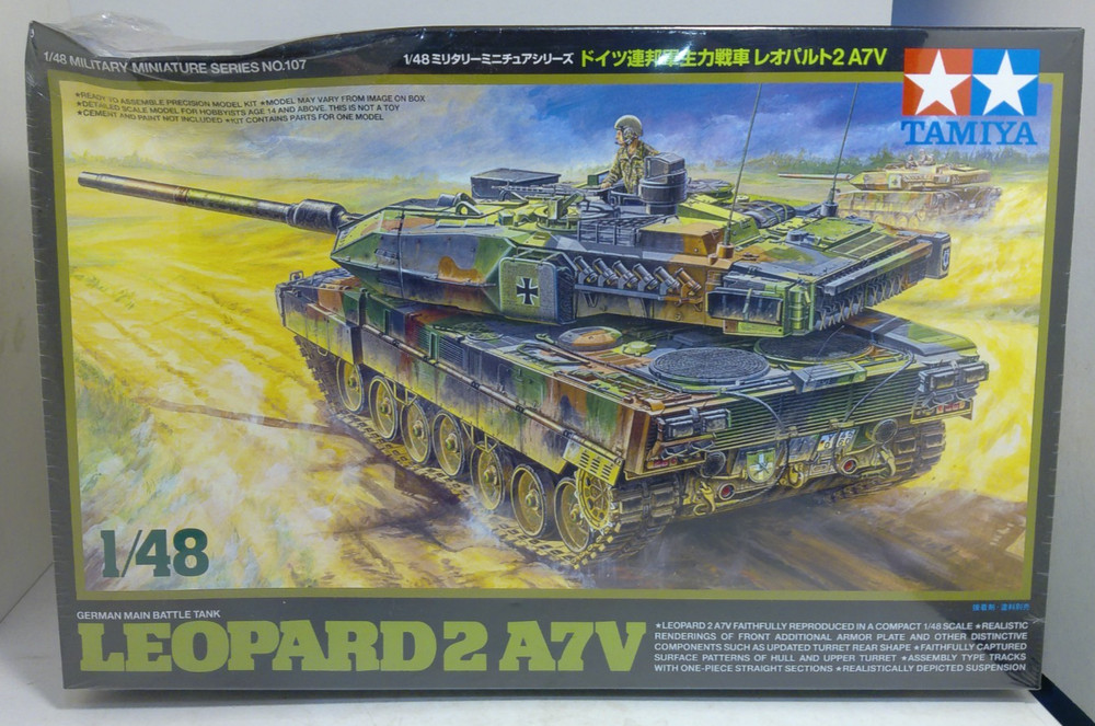 Tamiya 32607 German Leopard 2 A7V Battle Tank 1/48 Scale Model Kit – BOX DAMAGE