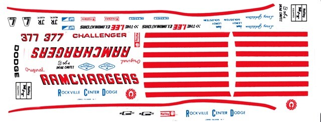 Larry Goldstein Dodge Ramchargers Decals NHRA Drag 1/24th -1/25th