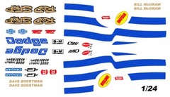 ROD SHOP DODGE Dave Boertman – Bill McGraw Blue Drag 1/24th – 1/25th DECALS
