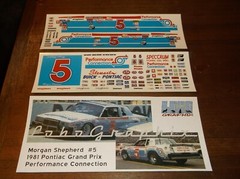 Morgan Shepherd #5 1981 PERFORMANCE CONNECTION 1/24th scale decals LoboGraphix
