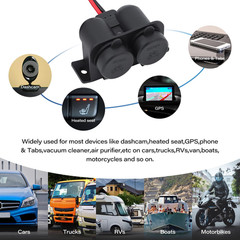 DC 12V Cigarette Lighter Socket with Blade Fuse 15A, 2 Socket Cigarette Lighter