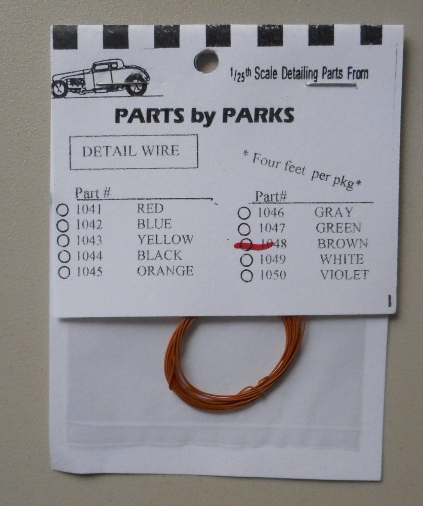 BROWN 4 FT DETAIL PLUG WIRE 1:24 1:25 PART BY PARKS CAR MODEL ACCESSORY 1048