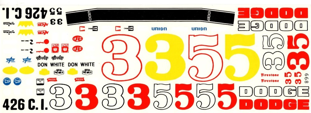 Fred Cady 668 1968 69 Dodge USAC WHITE #3 Model Decal
