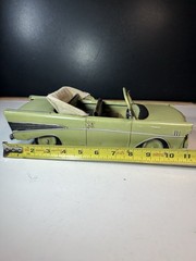 Vintage Look Tin Metal Classic 1957 Chevy Convertible Car 11″L Green