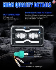 SUPAREE 4PCS 4×6 LED Headlights: DOT Rectangular Truck LED Headlights with
