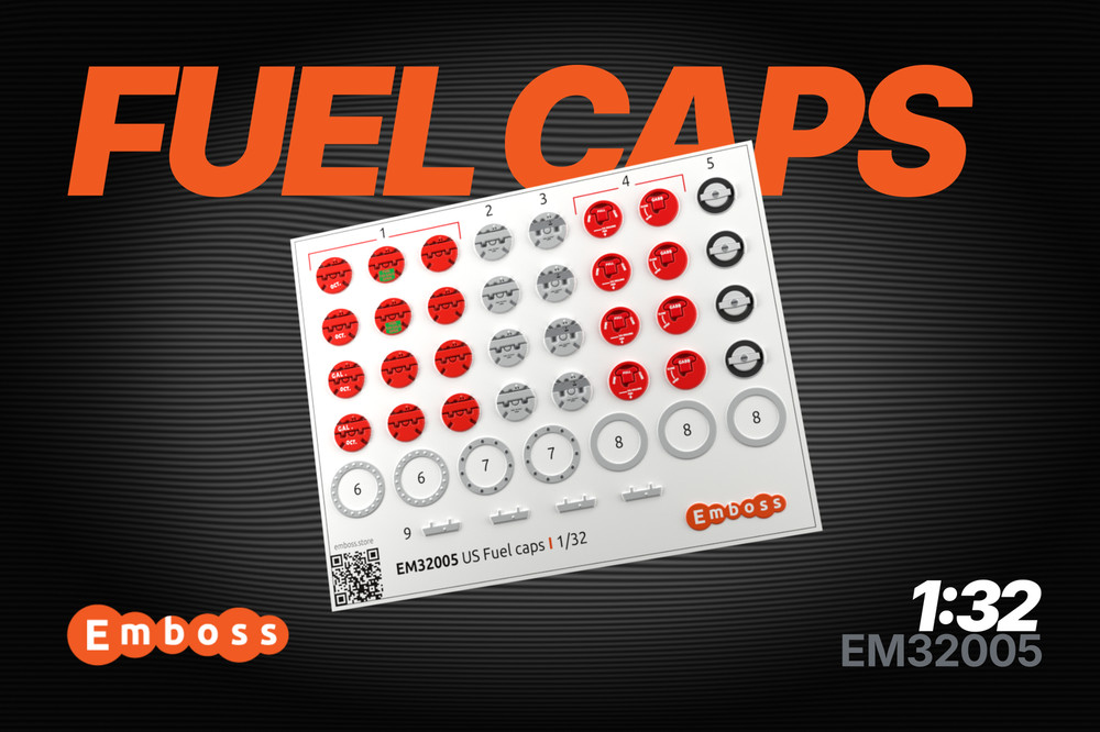 1:32 3D Fuel Filler Caps Exterior Detail Set for scale model