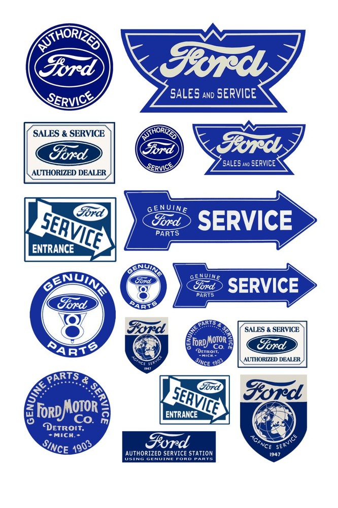 1:25 G scale model vintage Ford car automobile service signs