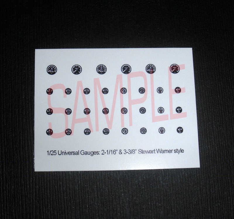 UNIVERSAL-STYLE BLACK-BACKGROUND GAUGE SET for 1/25 scale MODEL kits—PLEASE READ