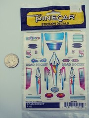 Vintage PineCar Stick-on Decals Road Rocket P322 1998