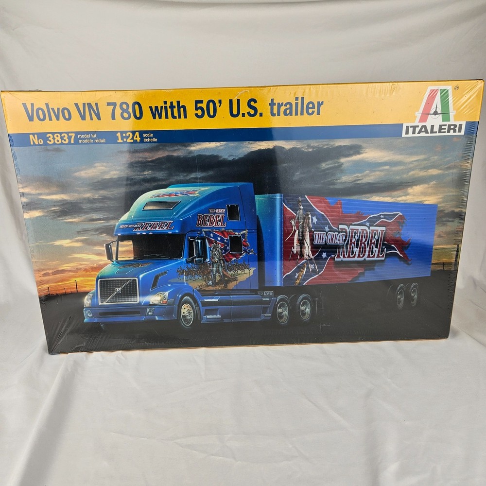 Rare Italeri Volvo VN 780 w/ 50′ US Trailer 1/24 Scale Plastic Model Kit
