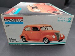 Monogram Fat Fendered 37 Ford Street Rod 1987 Partially Built Kit #2757