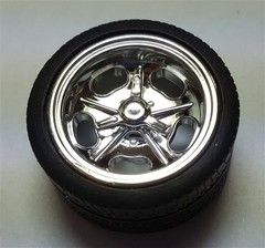 Pegasus 1279 Chrome 19 in. Shuey’s Wheels with Tires for model kit cars 1/24, 25