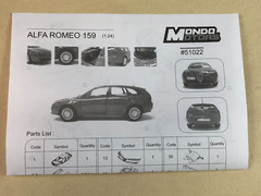 OPEN BOX Mondo Motors Italy 1:24 Metal Diecast Model Kit ALFA ROMEO 159 SW
