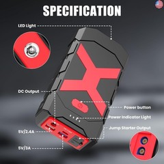 BOOKOO Jump Starter 20,000 mAh for Car/Boat/Lawnmower(2000A 8.0L Gas/6.5L