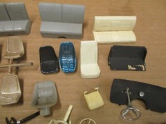Vintage AMT IMC Model Kit Interior Parts Lot 1/25 Seats Steering Wheels