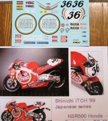 DECAL: 1/12 RED19 1999 LUCKIE HONDA NSR500 ITOH