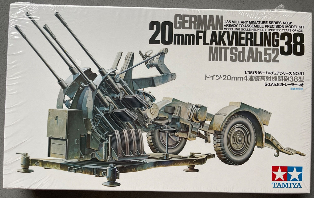 Tamiya 35091 German 20mm Flakvierling MIT Sd.Ah.52 38 1:35 Scale Model Kit 1/35