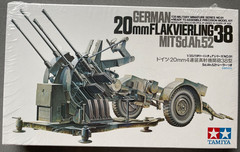 Tamiya 35091 German 20mm Flakvierling MIT Sd.Ah.52 38 1:35 Scale Model Kit 1/35