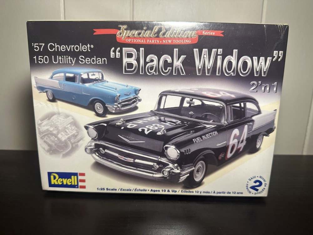 🔥😎2009 Revell Black Widow Special Ed 1/25 Scale ’57 Chevy 150 Utility Sedan🚦