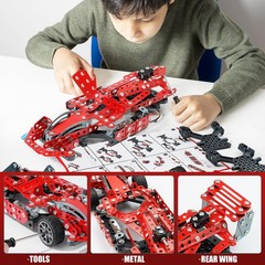 Geangvn Metal Model Car Kits – 290 Pcs Erector Set for Boys Age Small, Red