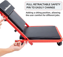 Mechanic Creeper 36-Inch 3-In-1 Mode Z Seat 340Lbs Capacity, Foldable Garage Adj
