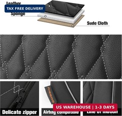 CAROMOP Faux Leather Car Seat Covers Full Set,Luxury and Comfortable Covers for